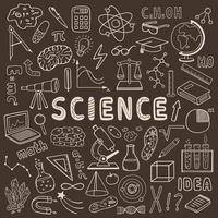 educación y ciencia. conjunto de vector mano dibujado elementos.