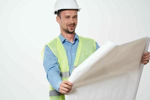 man in construction uniform Professional Job isolated background photo