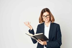 woman in a suit with glasses work manager photo