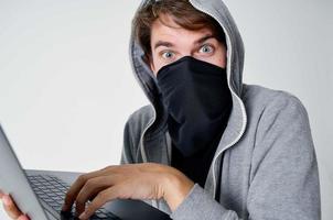 hacker stealth technique robbery safety hooligan isolated background photo