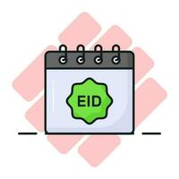 Eid tag on calendar denoting icon of ramadan calendar, premium vector of calendar