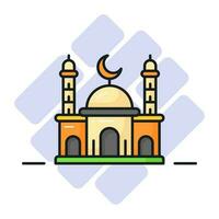 Worship place for muslims, islamic holy place vector in editable style