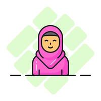 niña vistiendo hijab demostración concepto de musulmán niña íconos vector