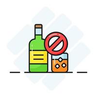 Prohibited sign on alcohol showing concept icon of no alcohol vector