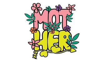 Happy Mothers day, Girls Mom, Retro Wavy SVG t-shirt Design. vector