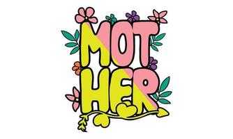 Happy Mothers day, Girls Mom, Retro Wavy SVG t-shirt Design. vector