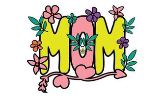 Happy Mothers day, Girls Mom, Retro Wavy SVG t-shirt Design. vector