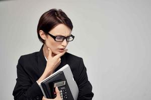 Businesswoman documents Professional Job isolated background photo