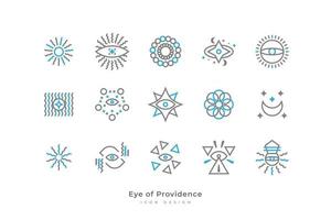 Eye of Providence Icon with Astronomical Elements in Simple Line Style. All Seeing Eye Symbol. Occult and Mystic Sign, Can be Used for Tattoo vector