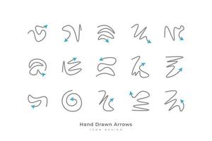 Set of Curved Arrow Icon with Hand Drawn Style vector