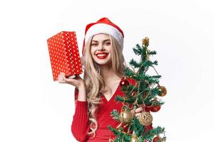 mujer vistiendo Papa Noel disfraz Moda Navidad regalos lujo foto