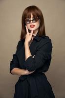 Fashionable woman Open mouth surprised look elegant appearance photo