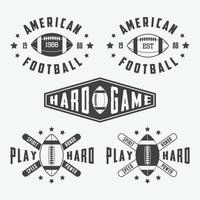 Set of vintage rugby and american football labels, emblems and logo. Vector illustration