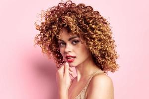 Model curly hair Charm of bright luxury makeup photo