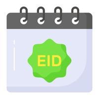 eid etiqueta en calendario denotando icono de Ramadán calendario, prima vector de calendario