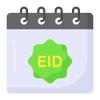 Eid tag on calendar denoting icon of ramadan calendar, premium vector of calendar