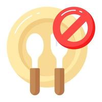 Prohibited sign on food utensils showing concept vector design of ramadan fasting