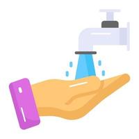 Hand with water tap showing concept of wudhu vector, easy to use icon vector