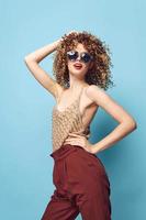 Pretty woman Curly hair charm fashion clothes photo