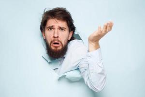 Dissatisfied man gestures with hand emotions career office work photo