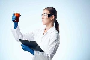 woman scientist laboratory chemistry and biotechnology research photo