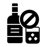 Prohibited sign on alcohol showing concept icon of no alcohol vector