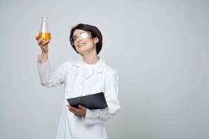 woman laboratory assistant testing analysis research science photo