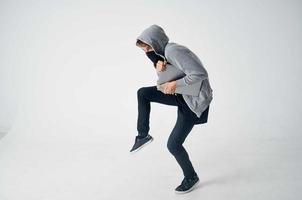 male thief stealth technique robbery safety hooligan isolated background photo