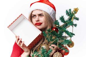 woman wearing santa costume gift decoration holiday photo