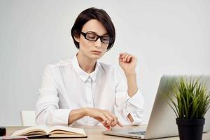 female manager in the office documents Professional Job isolated background photo