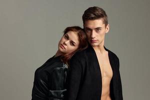 young couple posing elegance luxury romance studio photo
