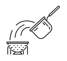 Spaghetti in a colander icon. Vector illustration