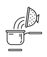 un cacerola en un gas cocina. vector ilustración. línea estilo