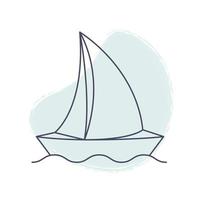 Tourism icon. Sailing yacht icon illustration on a wave vector