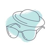 Tourism. Hat and sunglasses icon. Vector illustration of a hat and glasses.