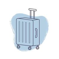 Tourism. Icon suitcase on wheels. Vector illustration of a suitcase on casters with a handle.with a handle.