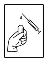 A gloved hand holds an open ampoule. Vector illustration.