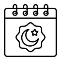 Luna y estrella con calendario demostración concepto de Ramadán calendario vector