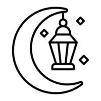 Lantern hanging with moon concept of ramadan decoration icon vector