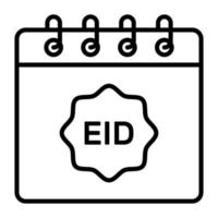 Eid tag on calendar denoting icon of ramadan calendar, premium vector of calendar