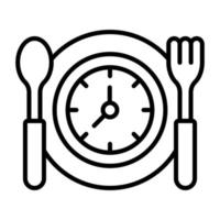 reloj en plato con cuchara y tenedor denotando concepto vector de rápido