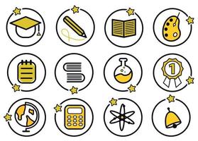 school and science icon set, colorful icons set vector