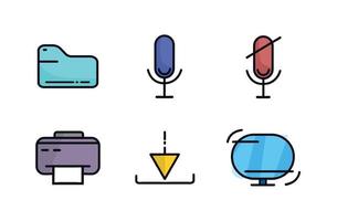 Computer Icons. Icons set. Folder, file, fax, letter, message, microphone vector