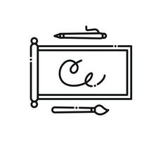 Calligraphy icon. Linear style. Hobby vector illustration.