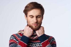 cold man sore throat health problem flu symptoms isolated background photo