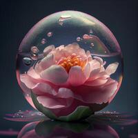 un hermosa pensamiento flor nadando en translúcido agua ai generado foto