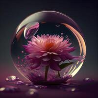 a beautiful dahlia flower swimming in translucent water photo