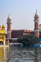 View of details of architecture inside Golden Temple - Harmandir Sahib in Amritsar, Punjab, India, Famous indian sikh landmark, Golden Temple, the main sanctuary of Sikhs in Amritsar, India photo