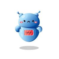 Artificial intelligence robot has error message on display. Mad AI chat bot. Virtual mascot cyberspace assistant. Character for communication in internet vector