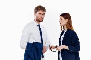 man and woman in business suits financial managers photo